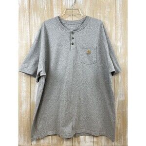 Carhartt Henley Pocket Men's Size 2XL Heavyweight T-Shirt Gray Short Sleeves